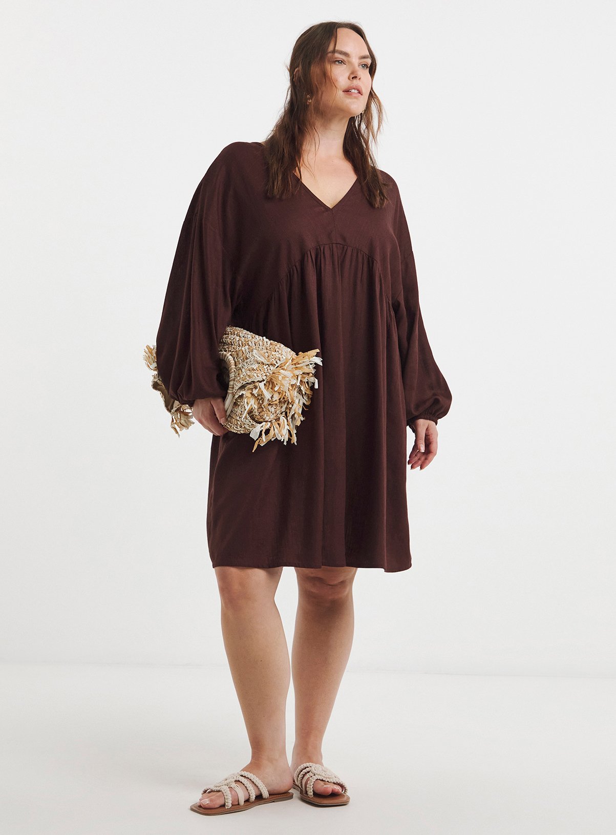 SIMPLY BE Linen Smock Dress