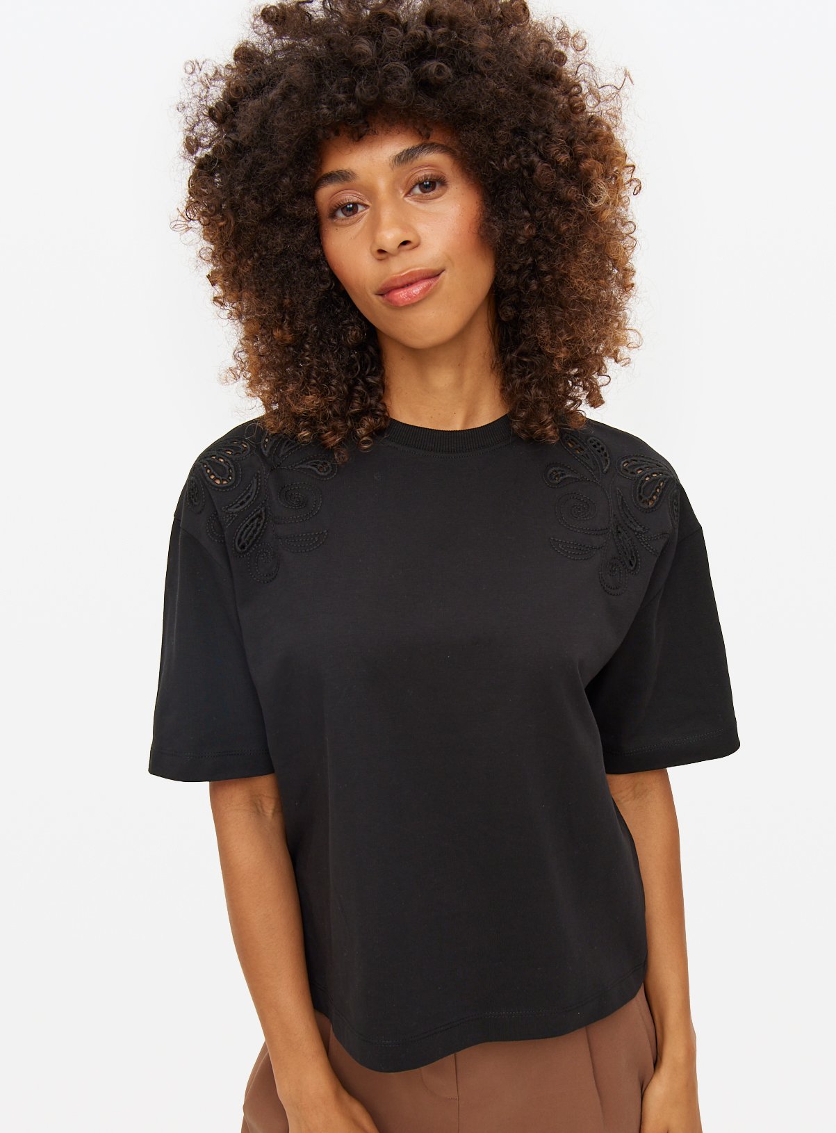 Cutwork Detail Boxy T-Shirt 