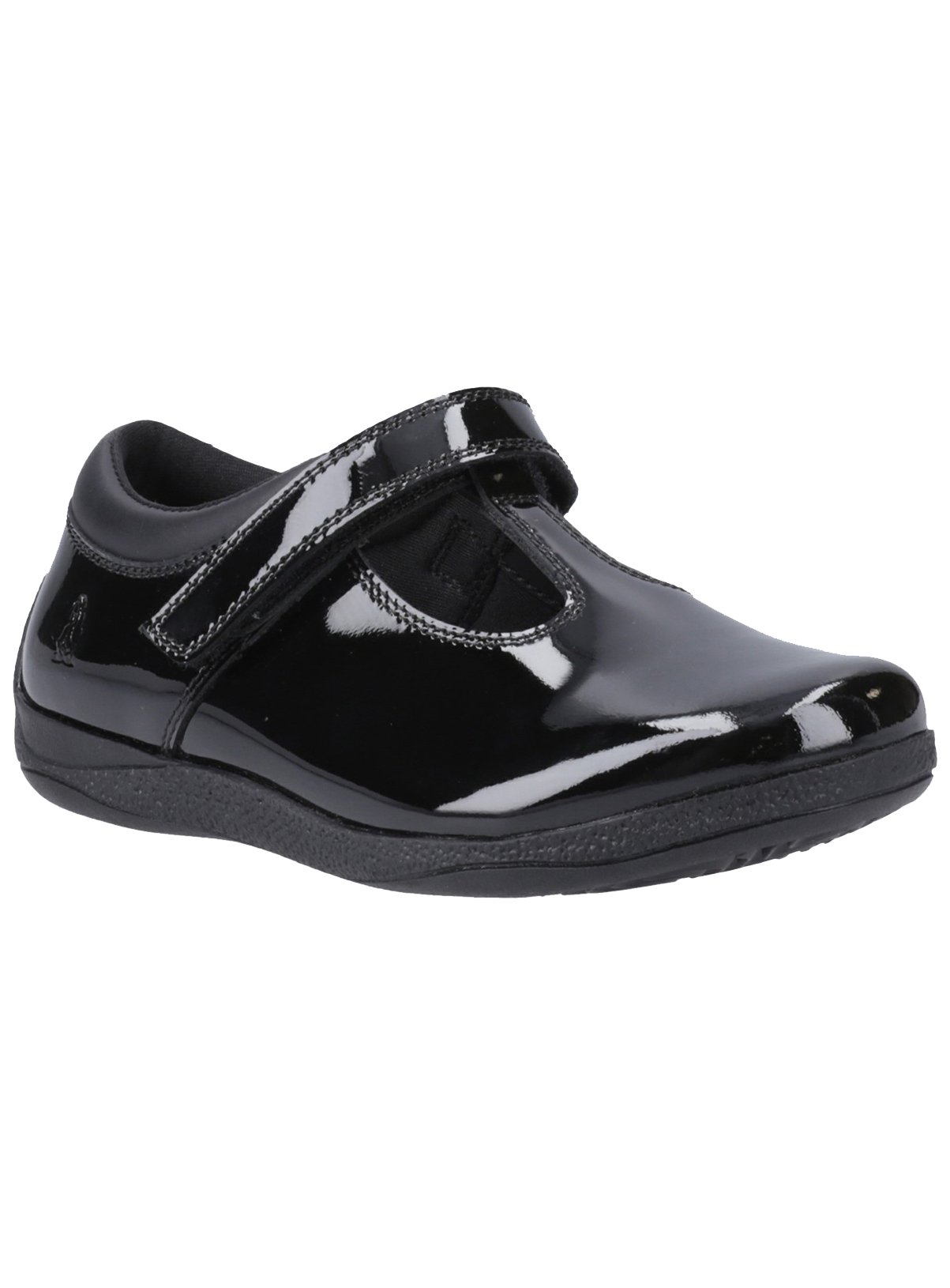 HUSH PUPPIES Caitlin T Bar Patent Junior School Shoes 