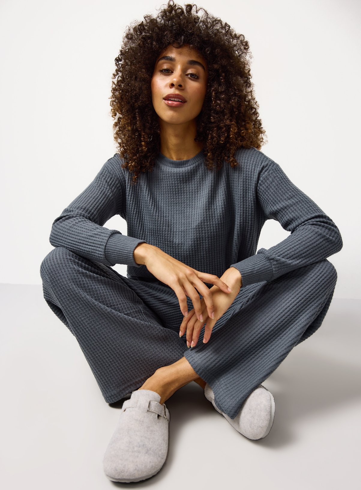 Charcoal Waffle Co-ord Pyjama Top M