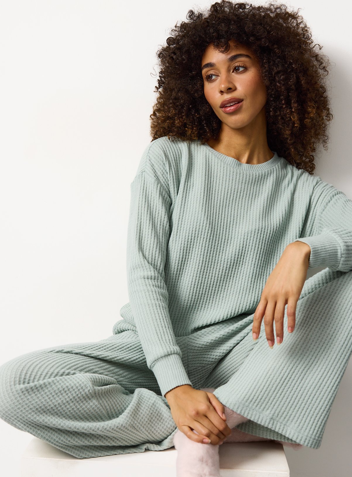 Green Waffle Co-ord Pyjama Top 