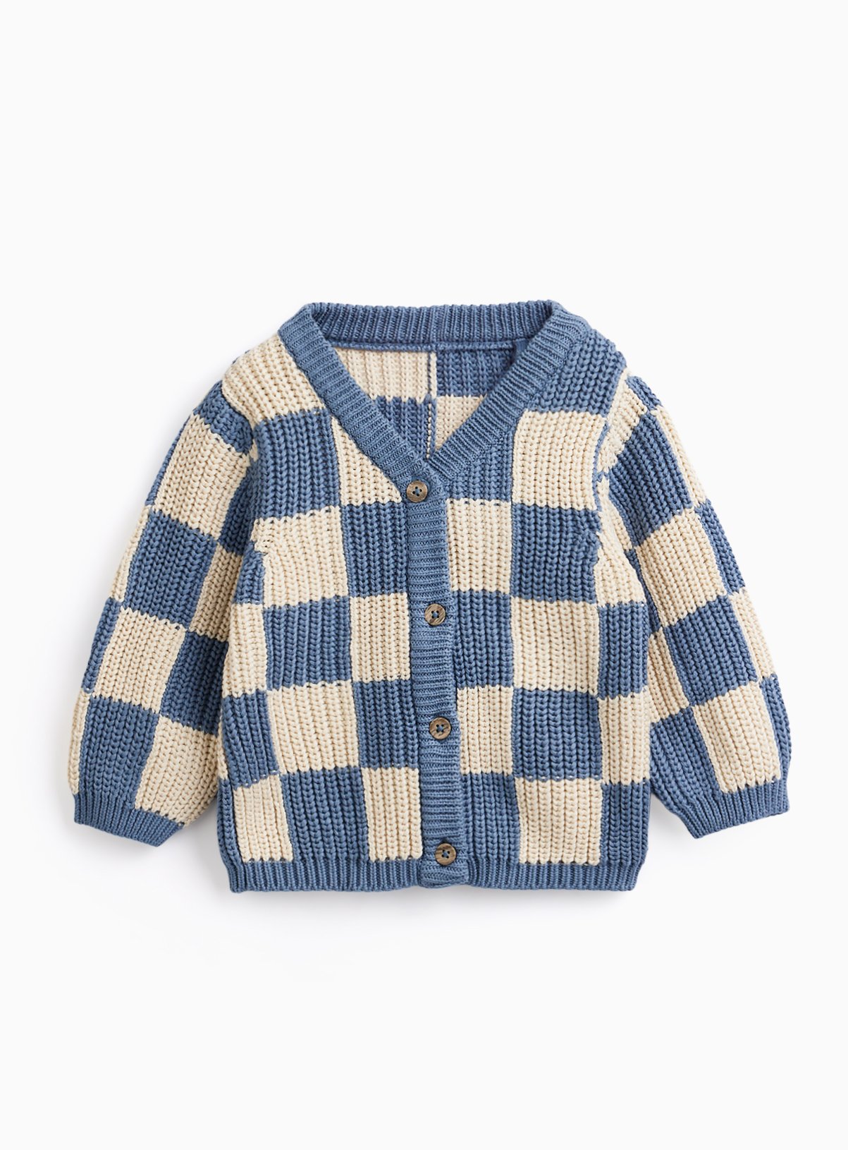 Blue Checkerboard Knitted Cardigan 18-24 months