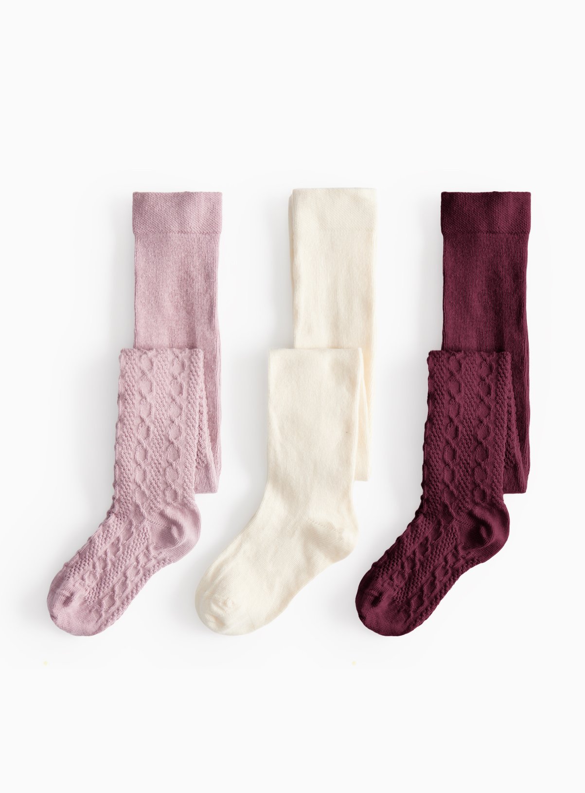 Mauve Berry Supersoft Bow Detail Tights 3 Pack 