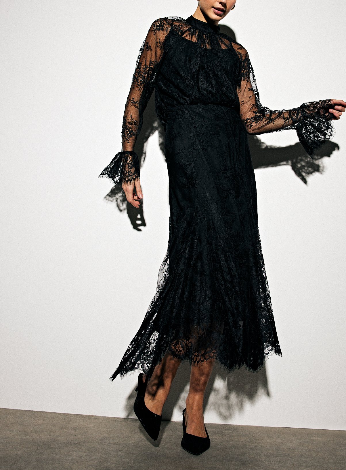 Black Lace Co-ord Midaxi Full Skirt 