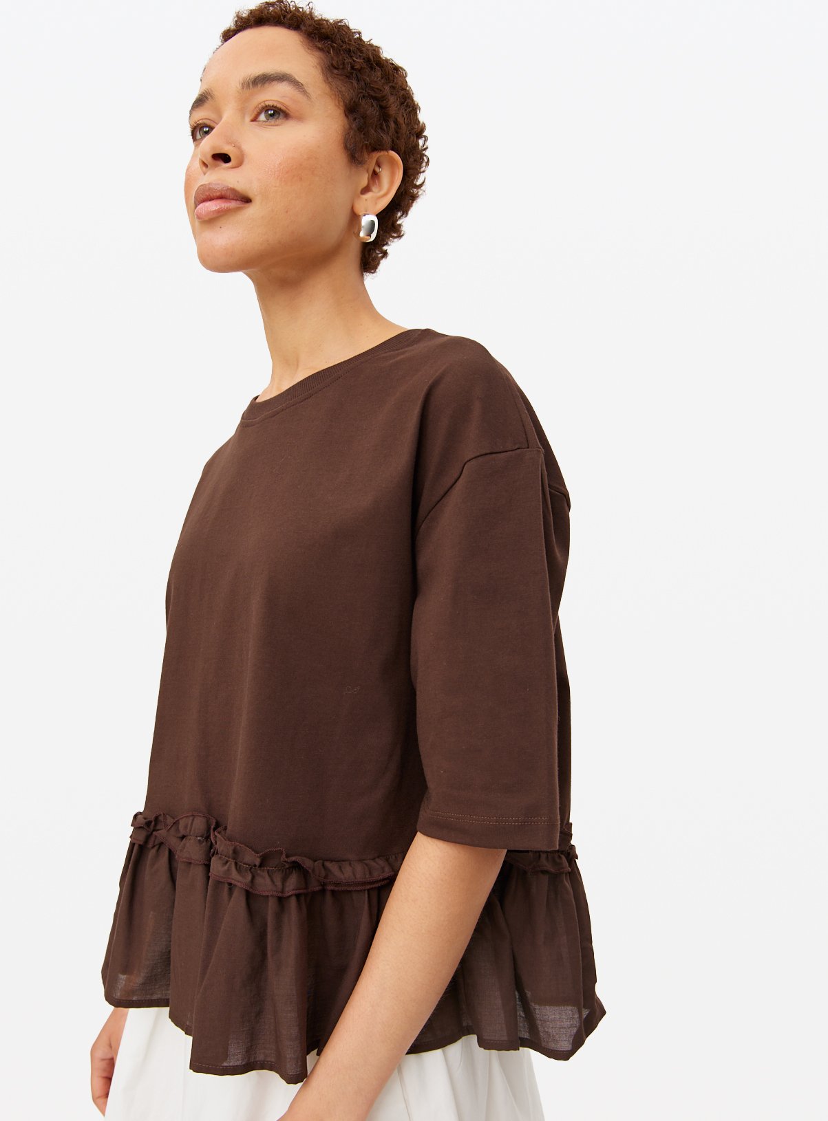 Peplum Hem Short Sleeve Top