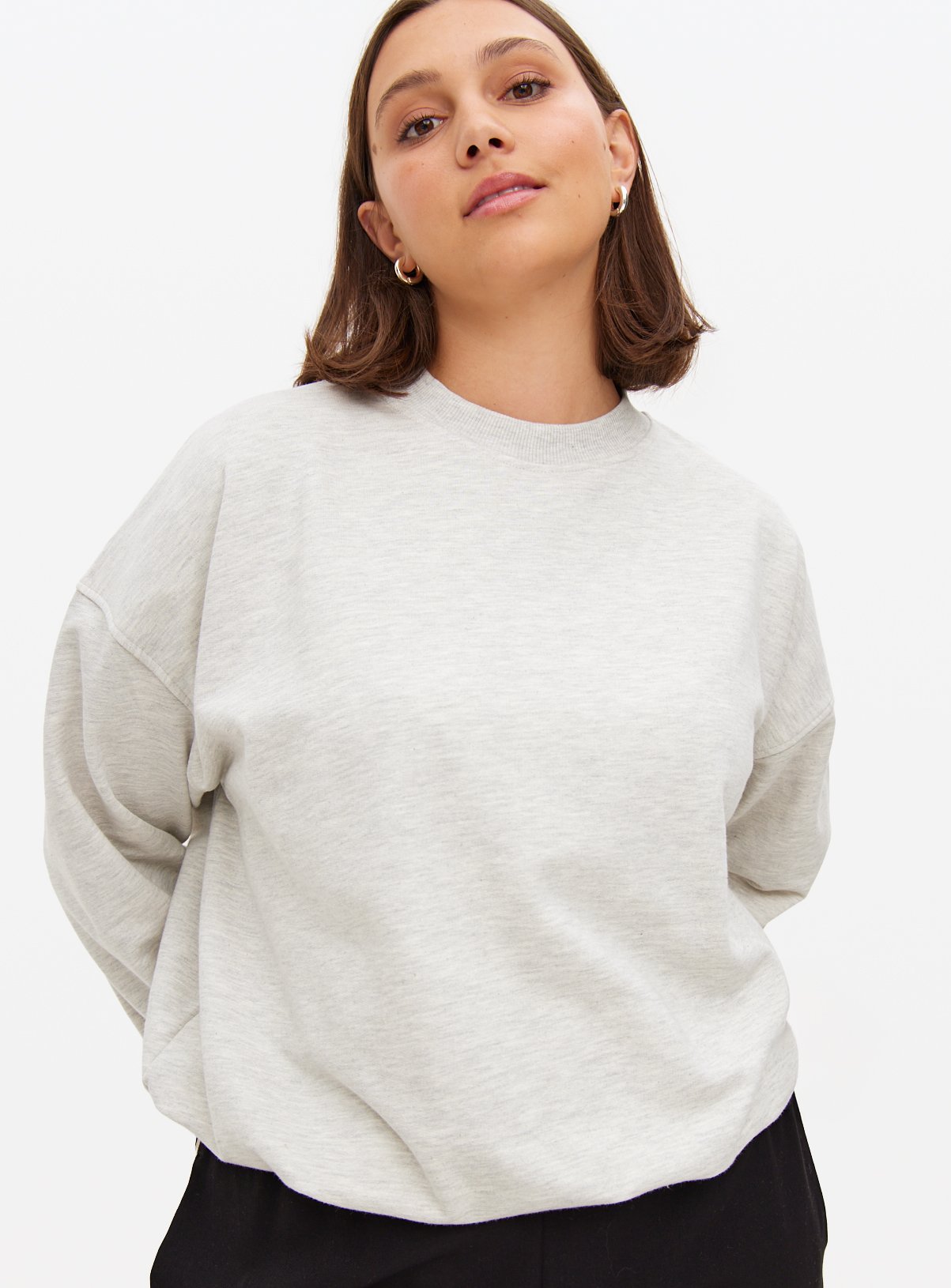 Grey Marl Bubble Hem Sweatshirt S