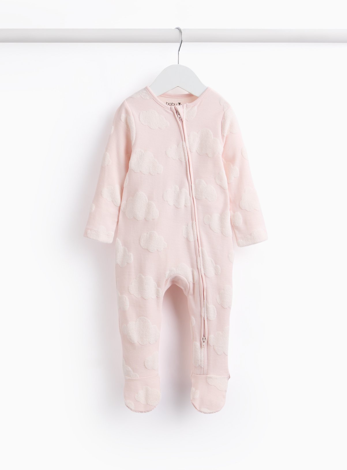 Pink Cloud Print Towelling Sleepsuit 6-9 months