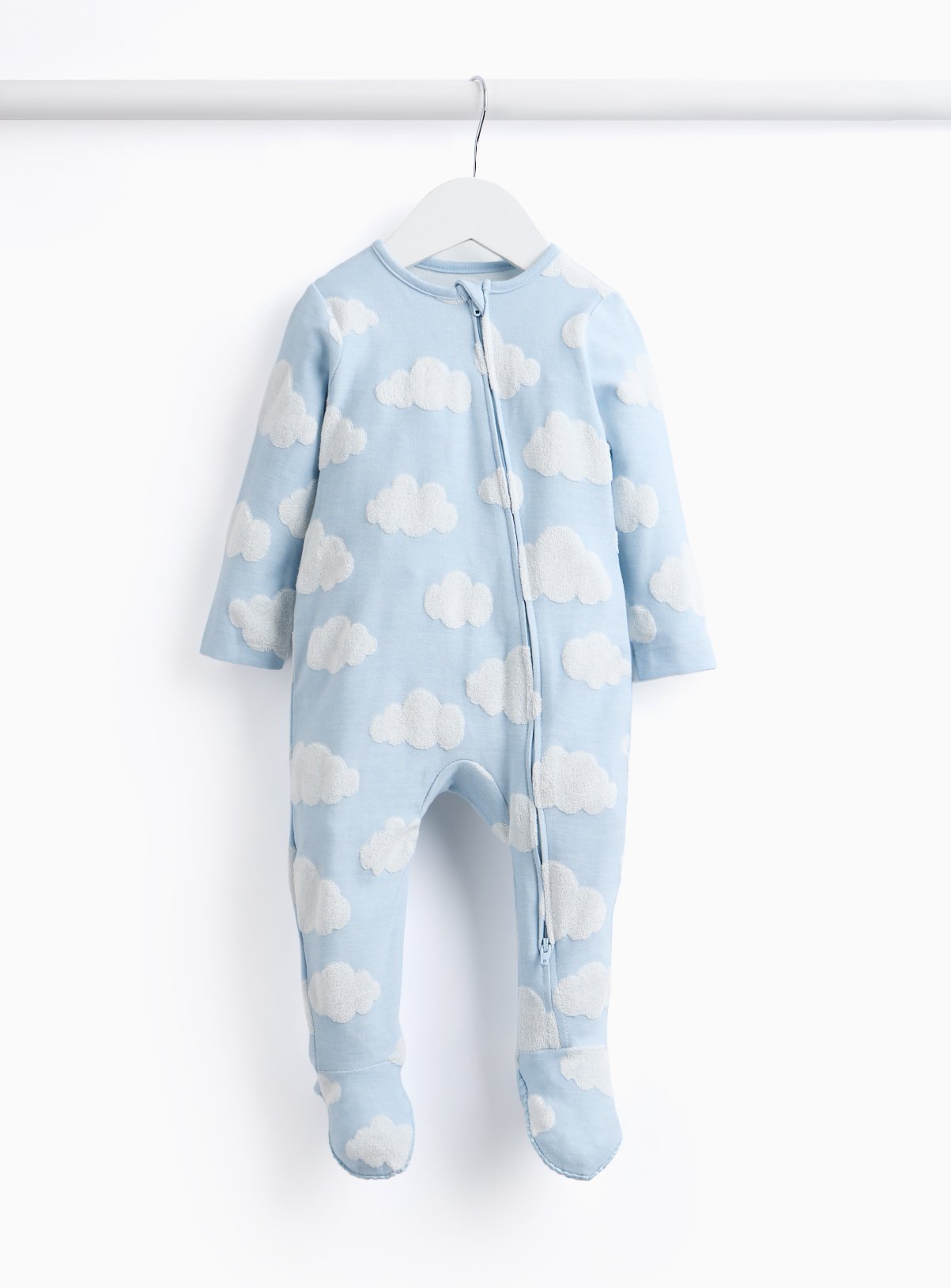 Blue Cloud Print Towelling Sleepsuit 18-24 months