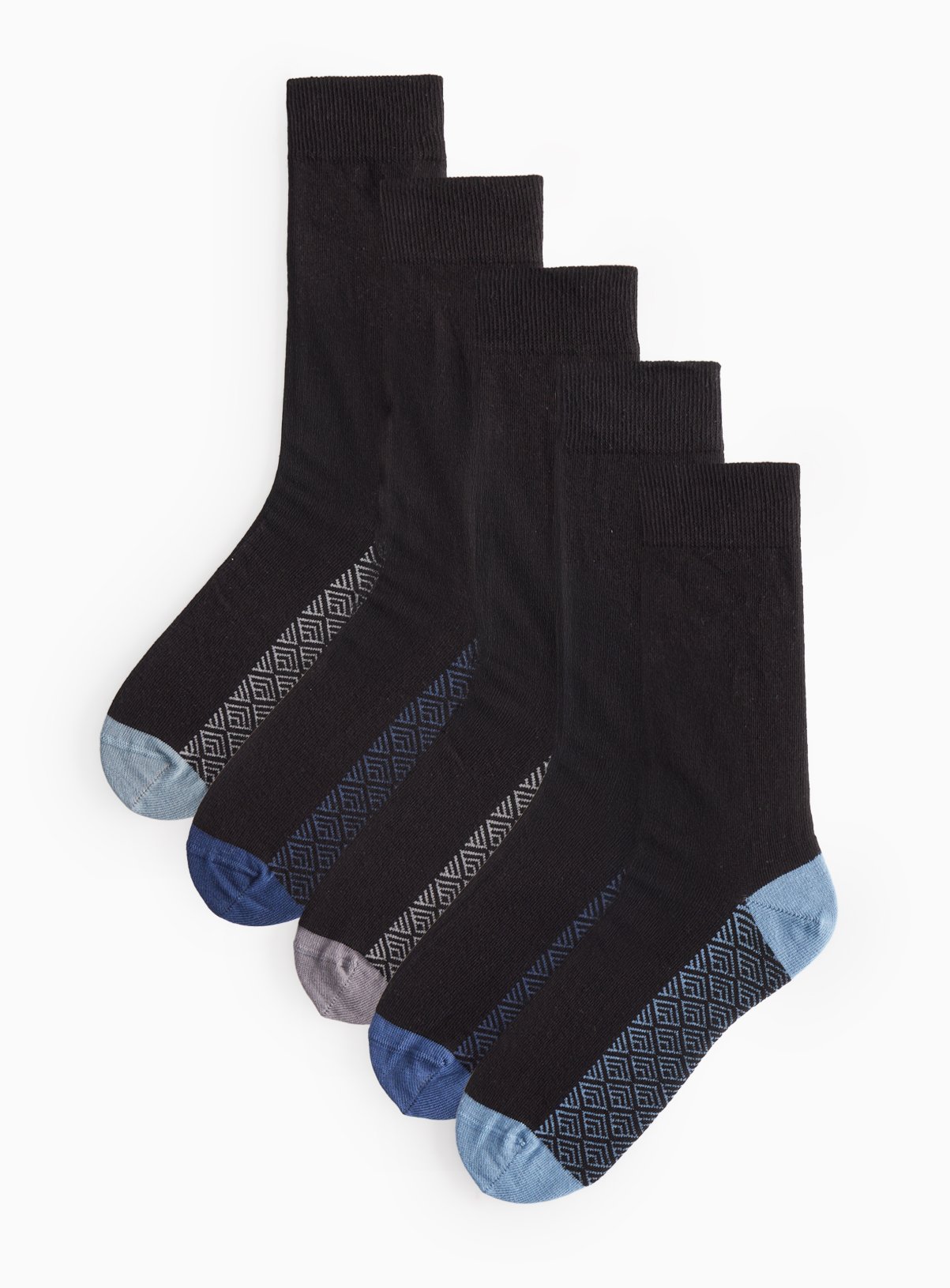 Geo Print Footbed Ankle Socks 5 Pack 