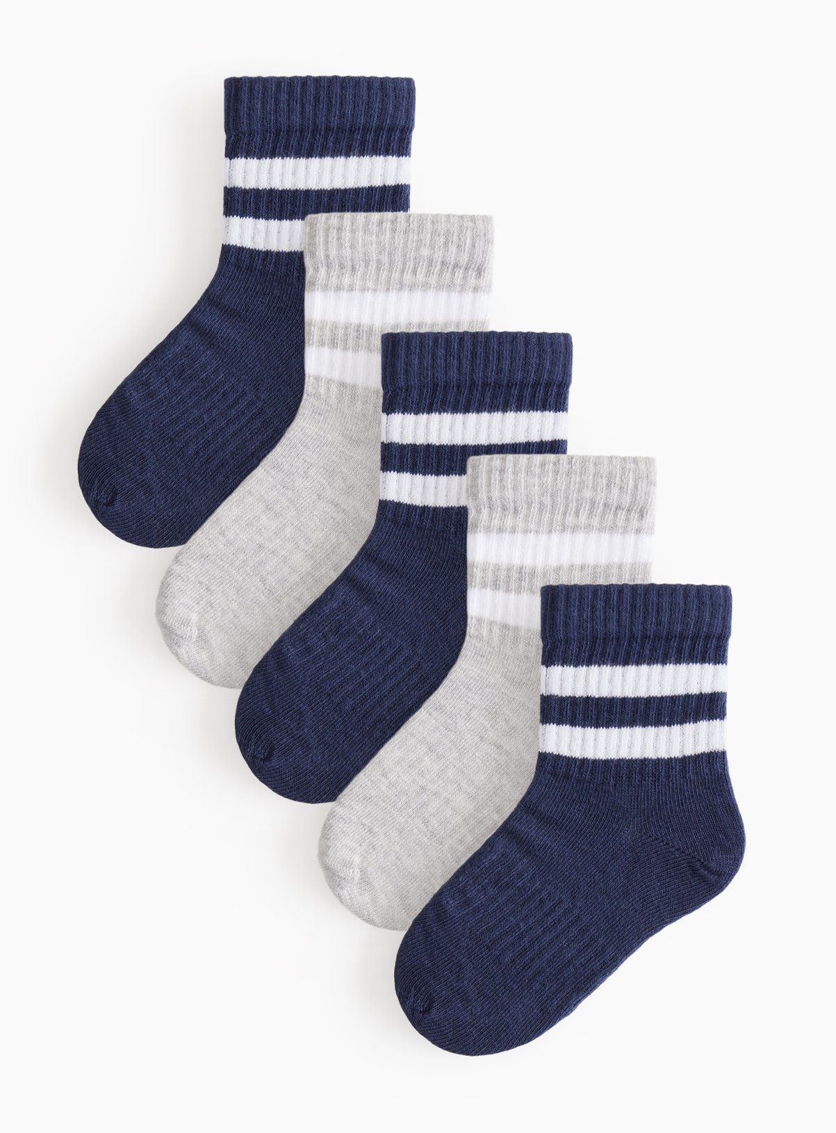 Navy & Grey Stripe Sports Socks 5 Pack 