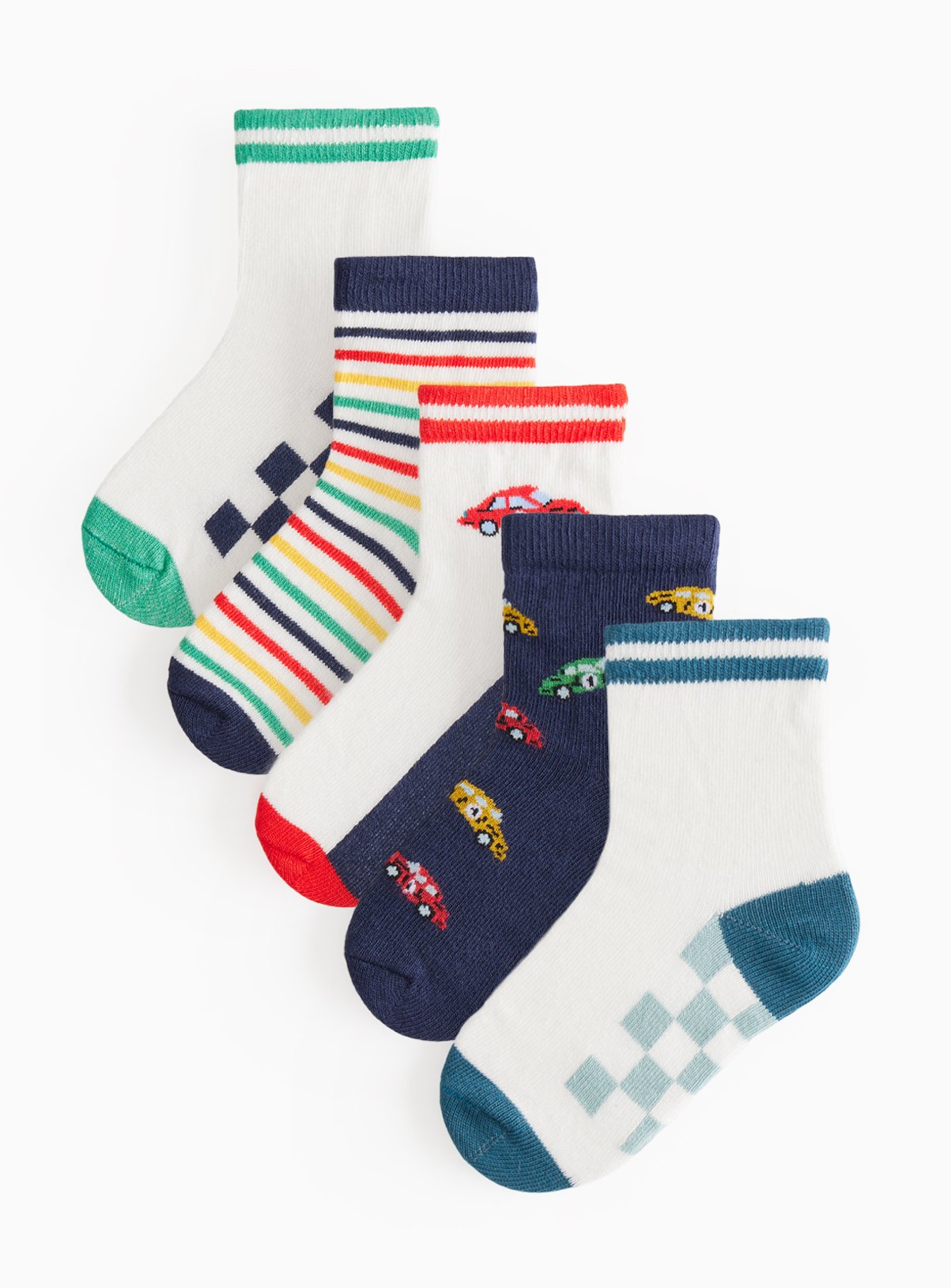 Race Cars Ankle Socks 5 Pack