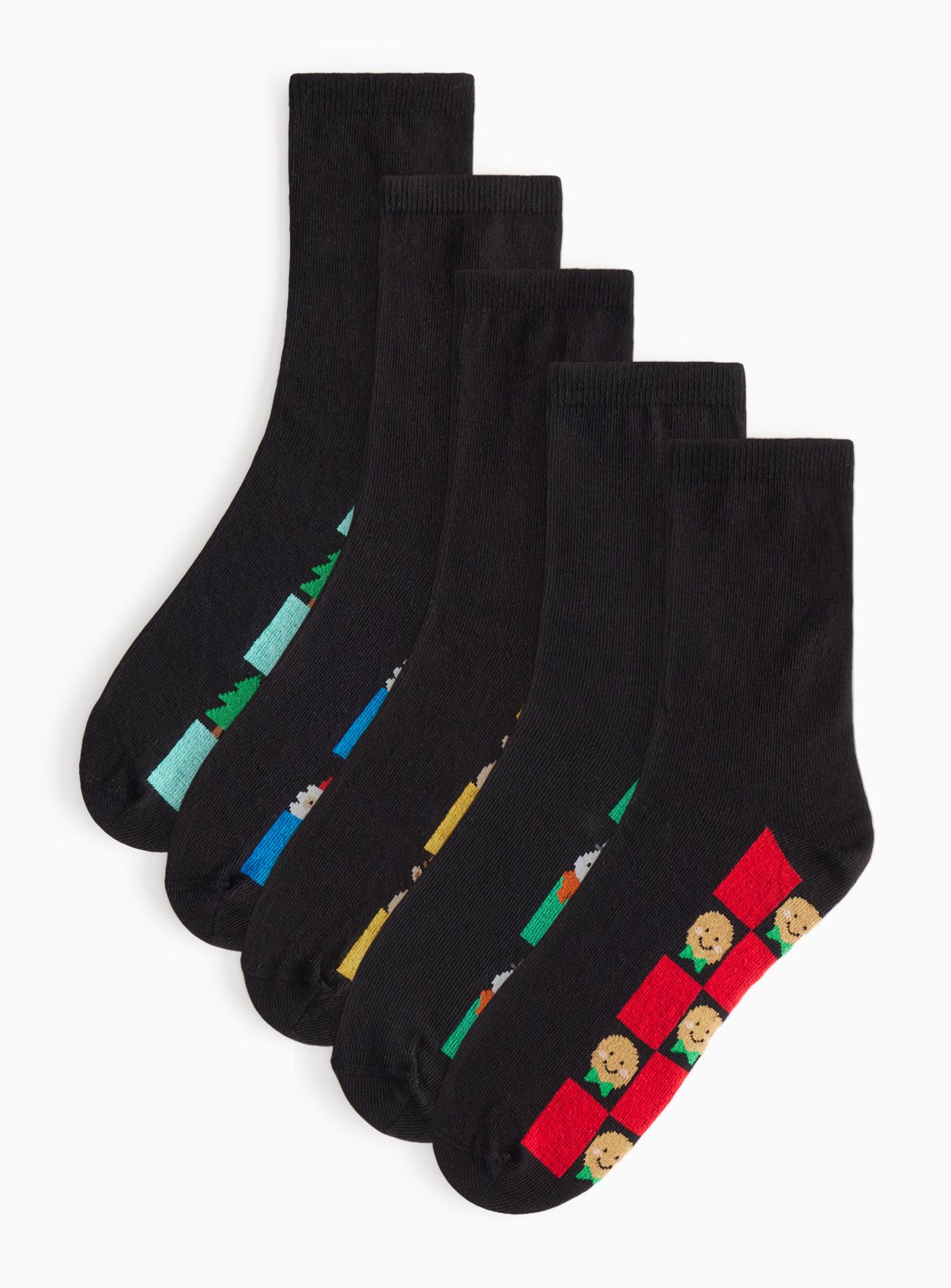Christmas Design Footbed Ankle Socks 5 Pack 4-8