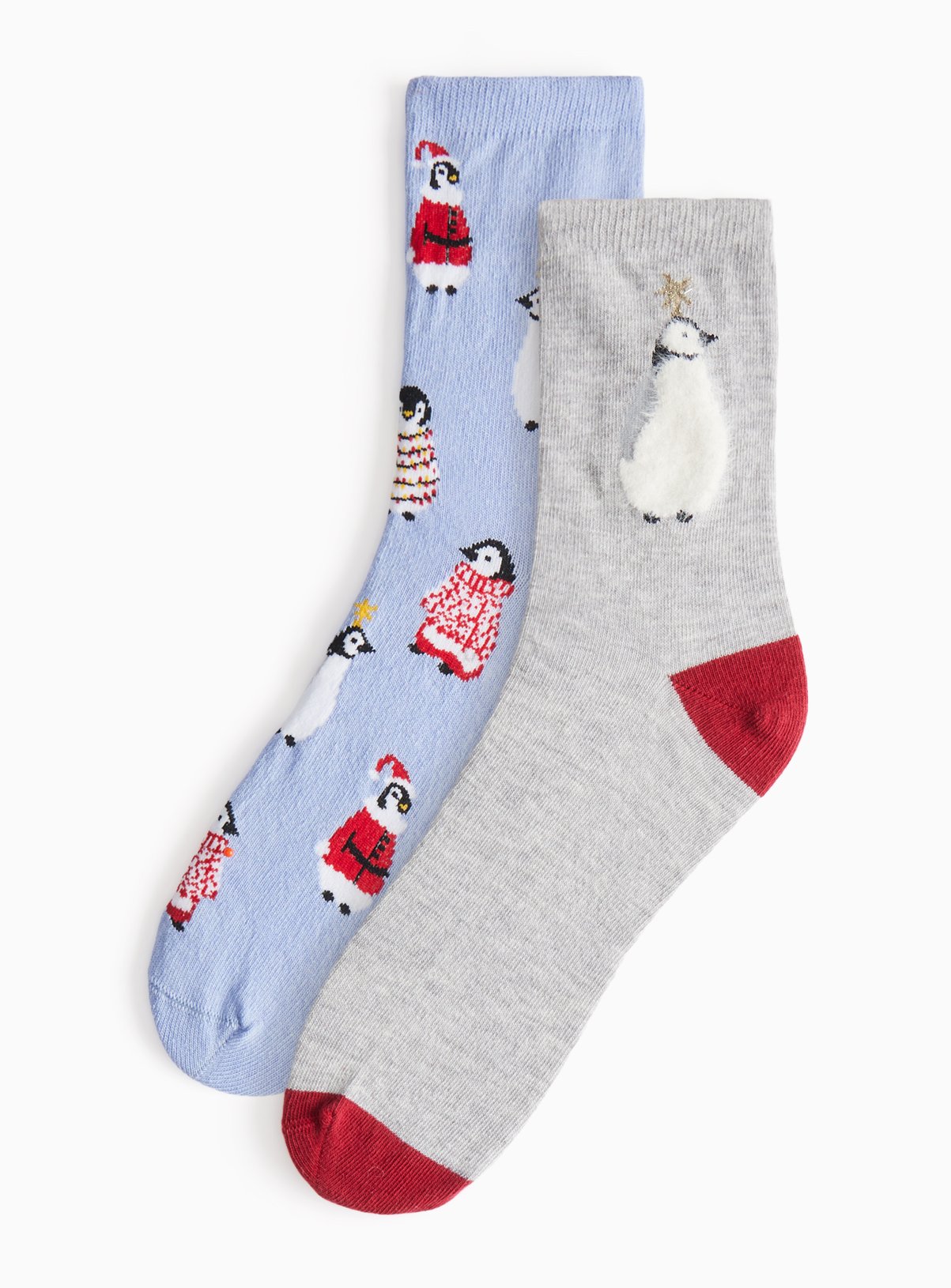 Christmas Penguin Ankle Socks 2 Pack 4-8