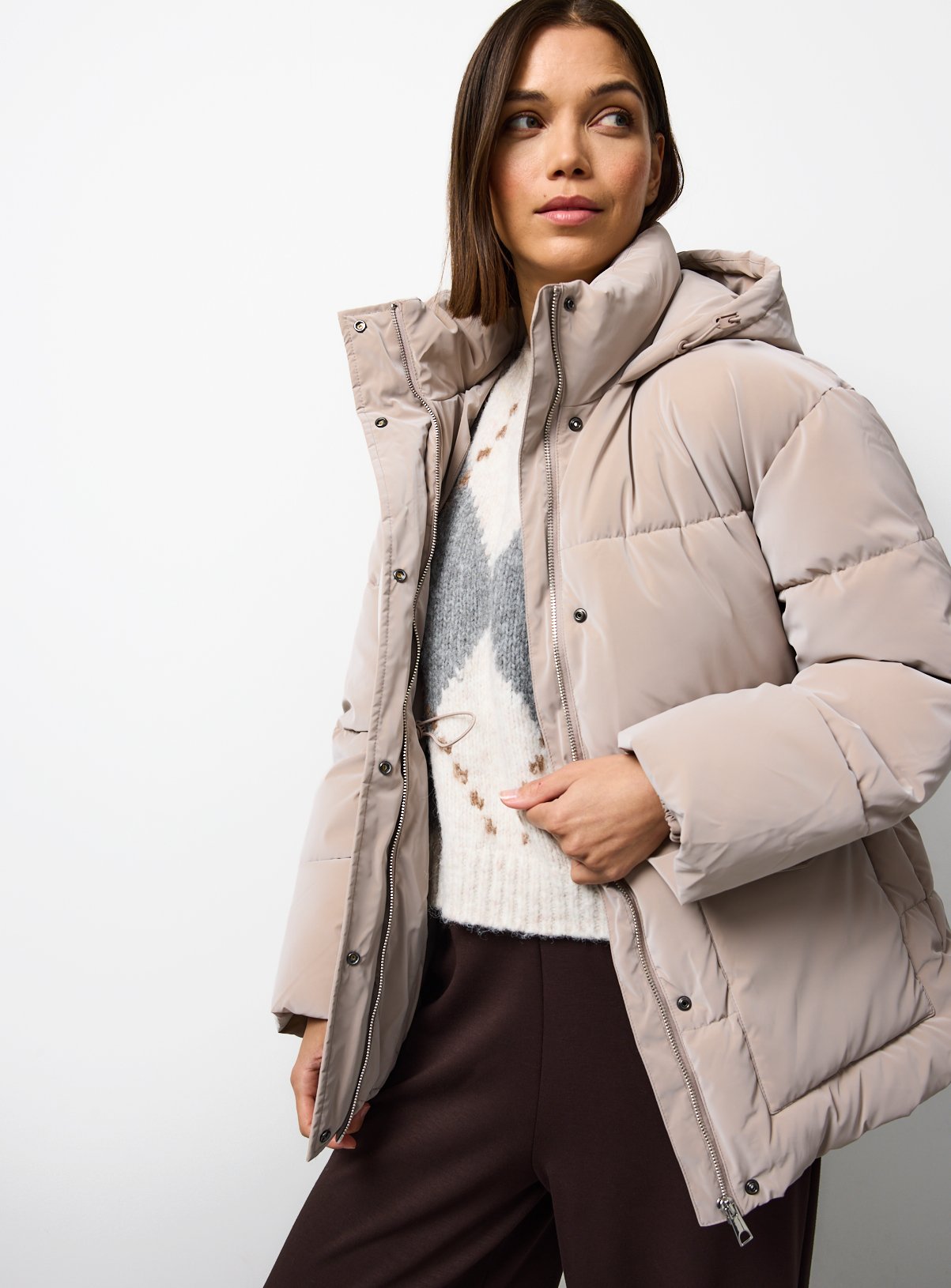 Light Brown Cargo Padded Coat  XL