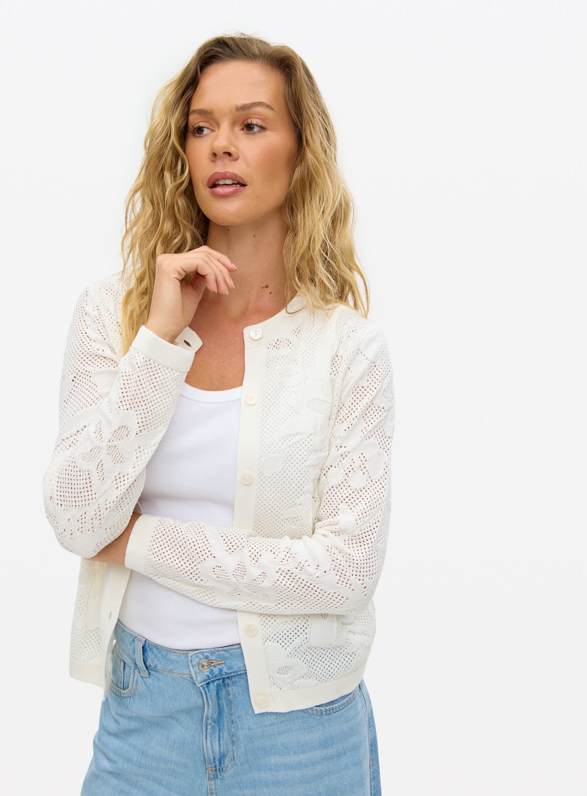 Leaf Burnout Embroidered Cardigan 