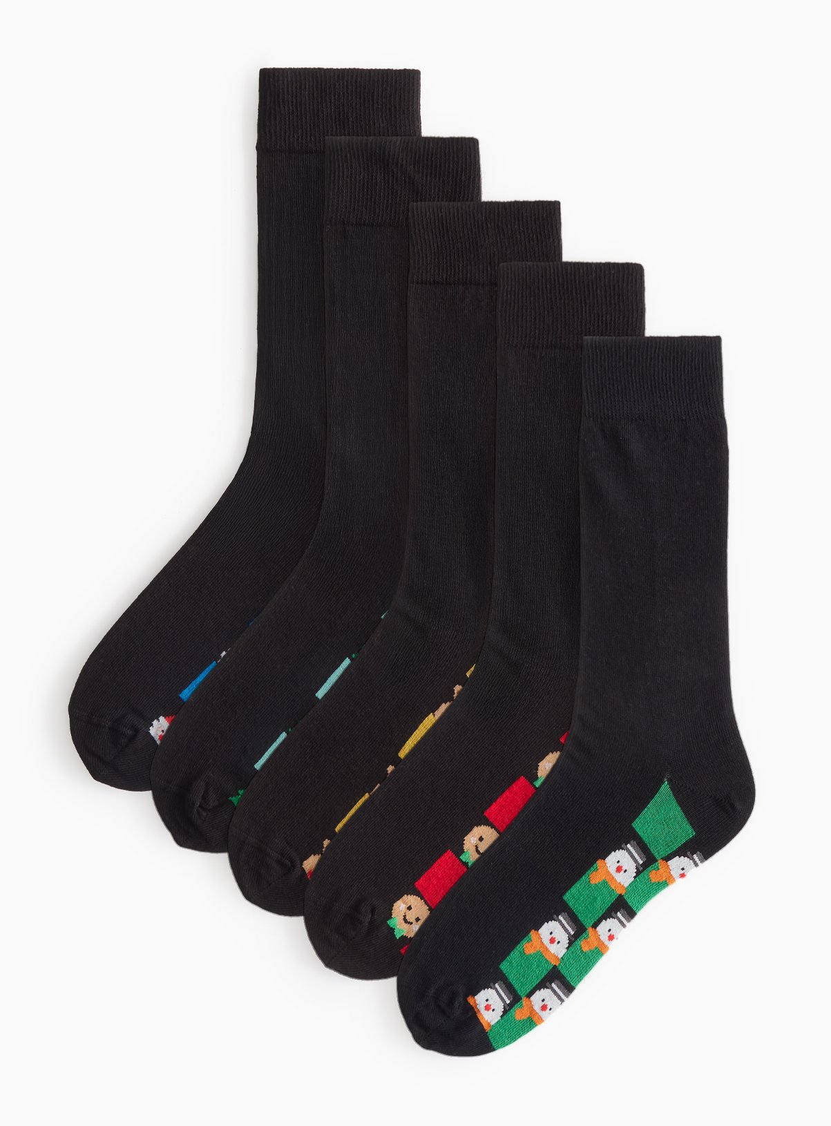 Men's Matching Family Christmas Icons Footbed Ankle Socks 5 Pack 