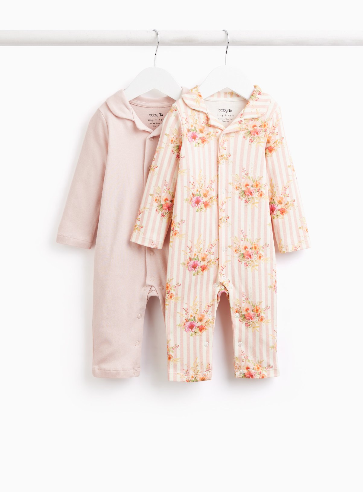 Pink & Floral Print Romper 2 Pack 