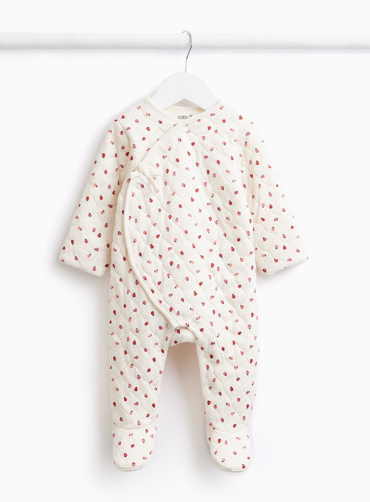 White Ladybird Print 2.5 Tog Quilted Sleepsuit 3-6 months