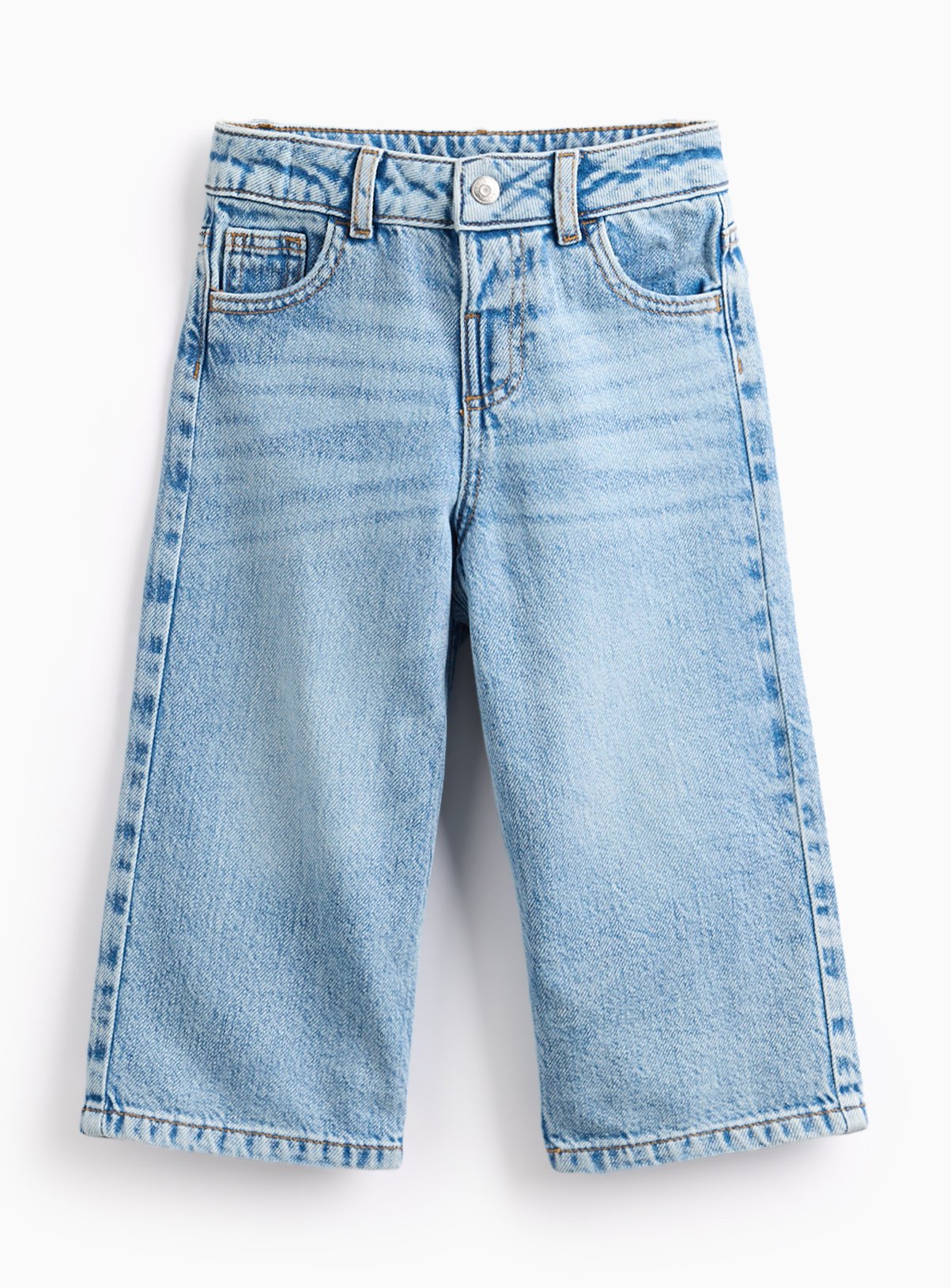 Light Blue Rinse Wide Leg Denim Jeans 