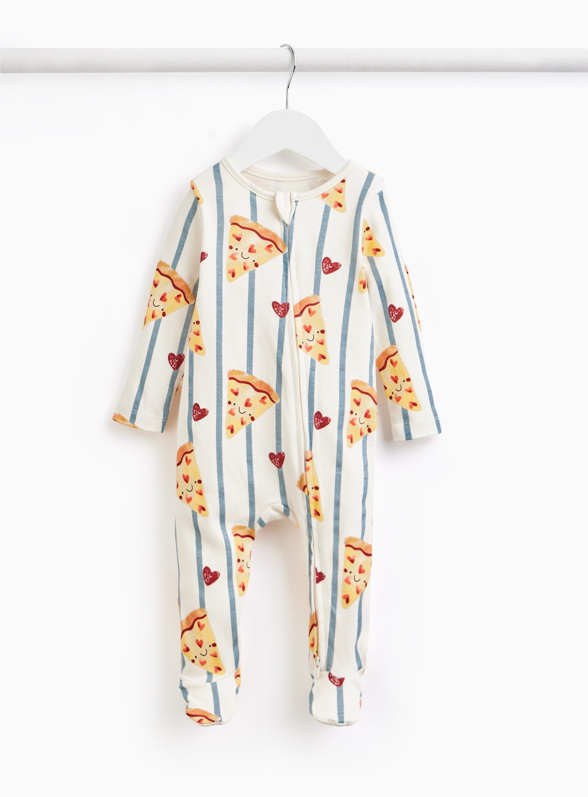 Cream Pizza Print Sleepsuit 