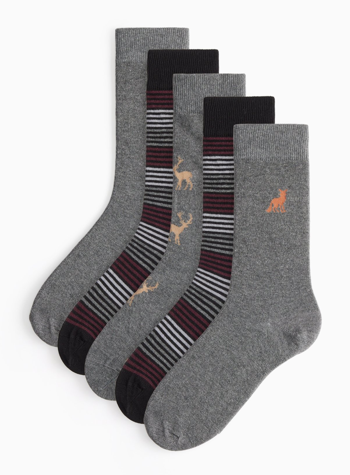 Woodland Printed Ankle Socks 5 Pack