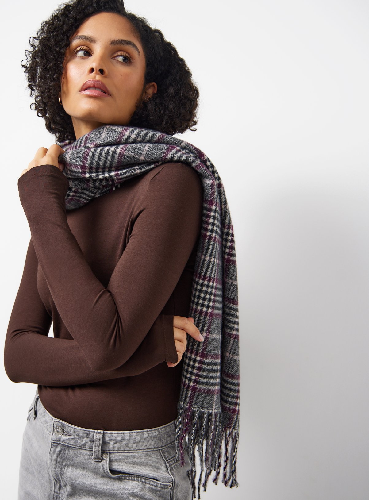 Check Mid Weight Heritage scarf One Size