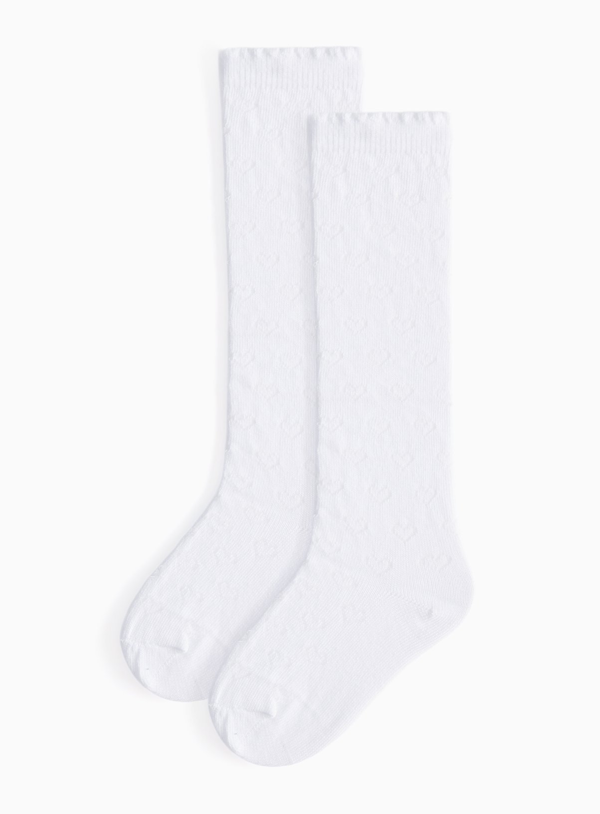 White Heart Print Knee High Socks 5 Pack