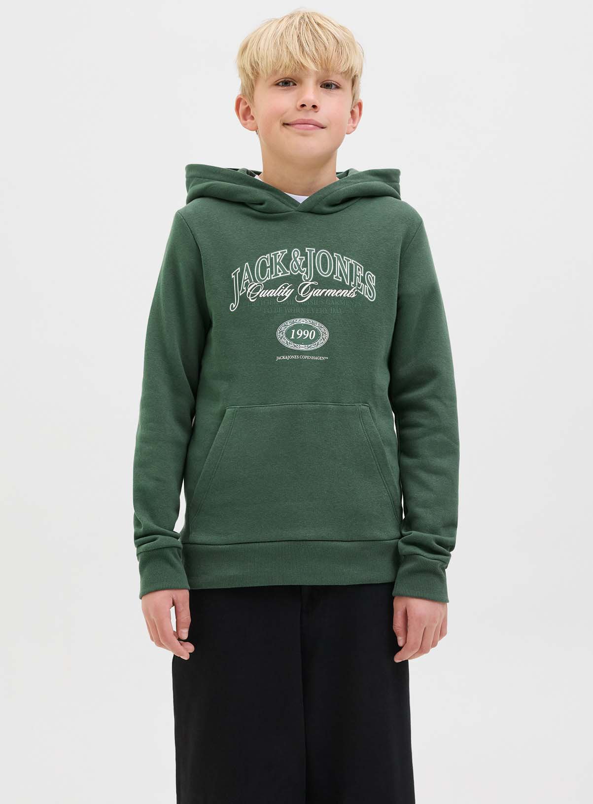 JACK & JONES JUNIOR Ari Branding Sweat Hood Green 