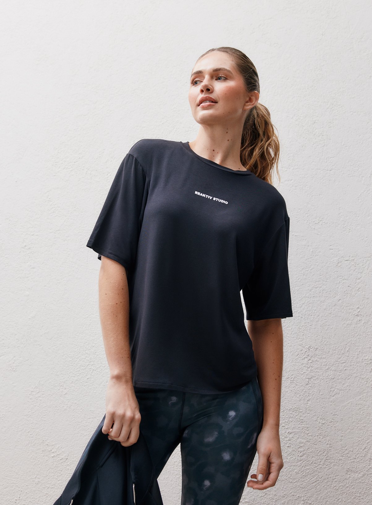 REAKTIV Black Logo Modal Oversized Tee XXL