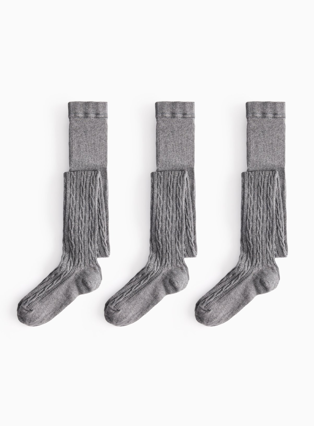Grey Super-Soft Cable Knit Tights 3 Pack