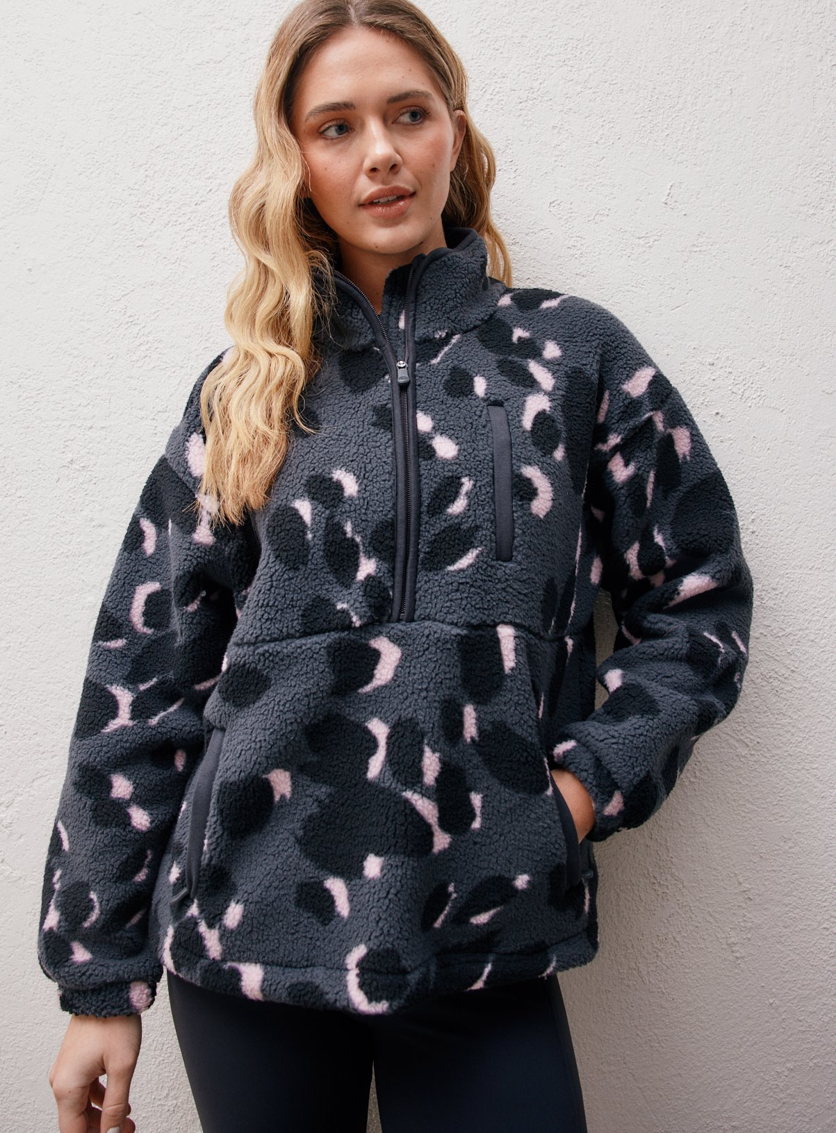 REAKTIV Leopard Borg Half Zip 