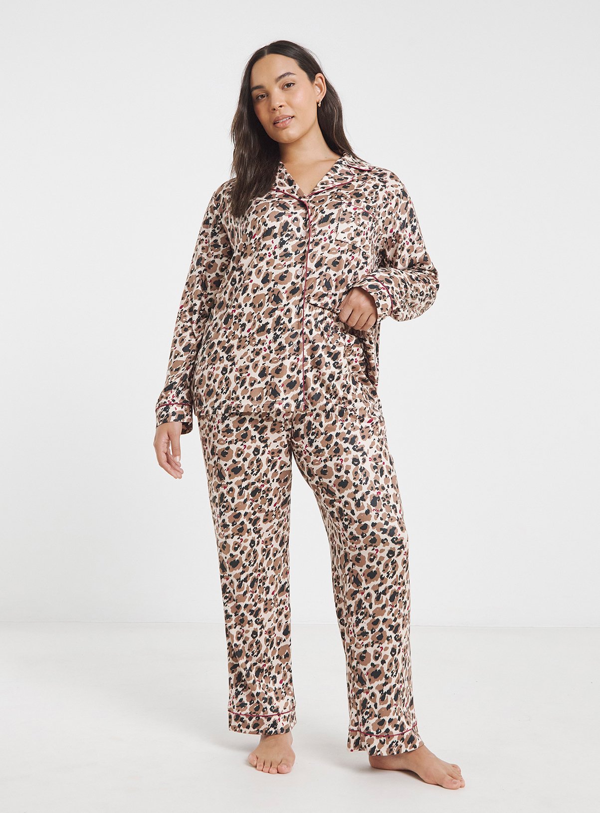 SIMPLY BE Pretty Secrets Button Through Pyjama Set 12-14