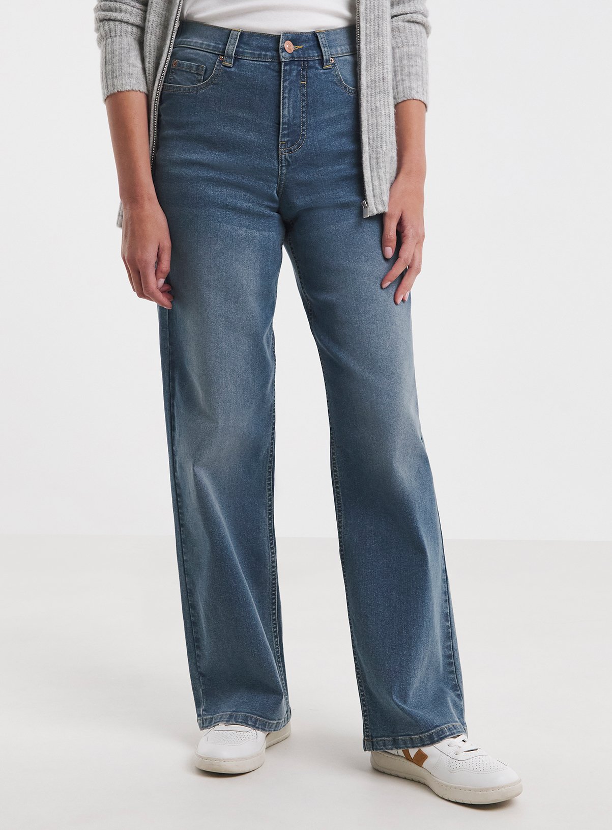 JD WILLIAMS 24/7 Wide Leg Jean Mid Wash 14S