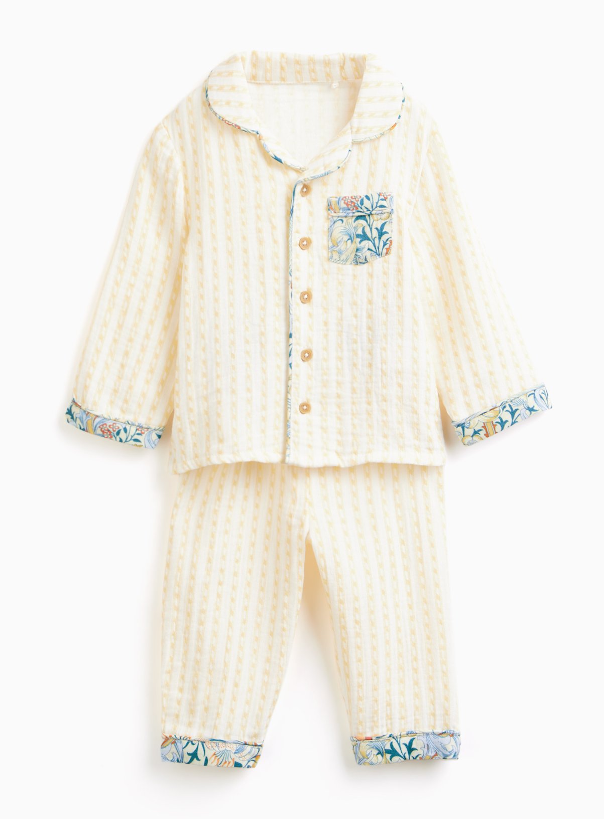 Tu x Morris & Co. Yellow Woven Pyjama Set 12-18 months