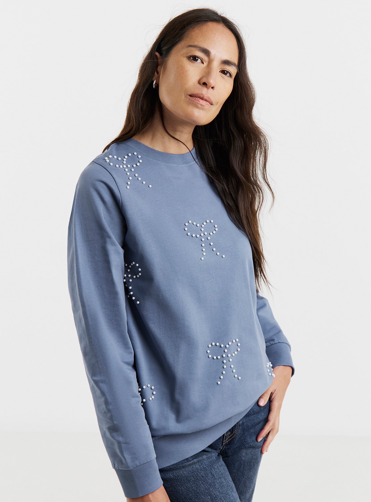 JD WILLIAMS Pearl Bow Sweatshirt 