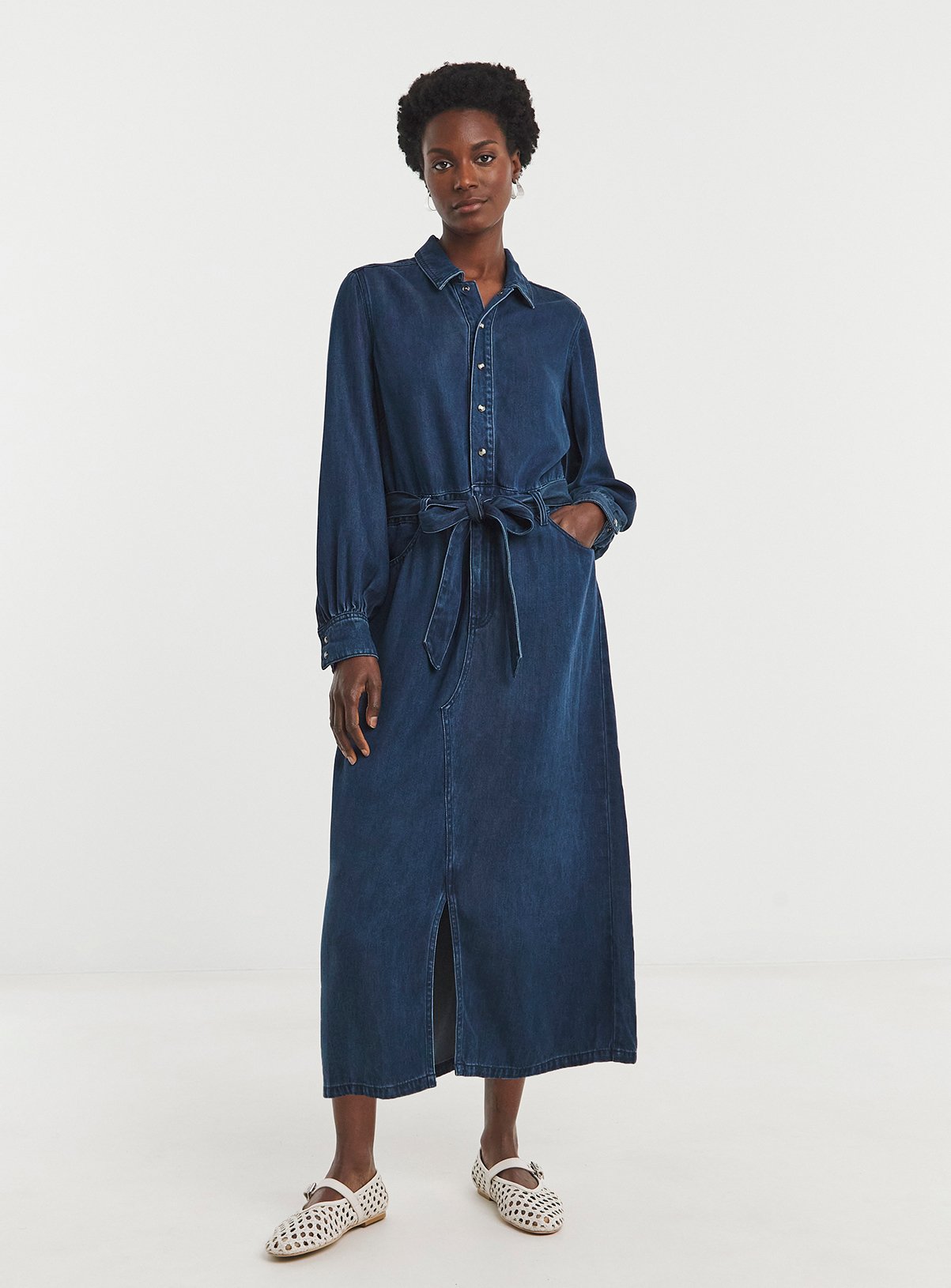 JD WILLIAMS Tencel Denim Midi Dress 14