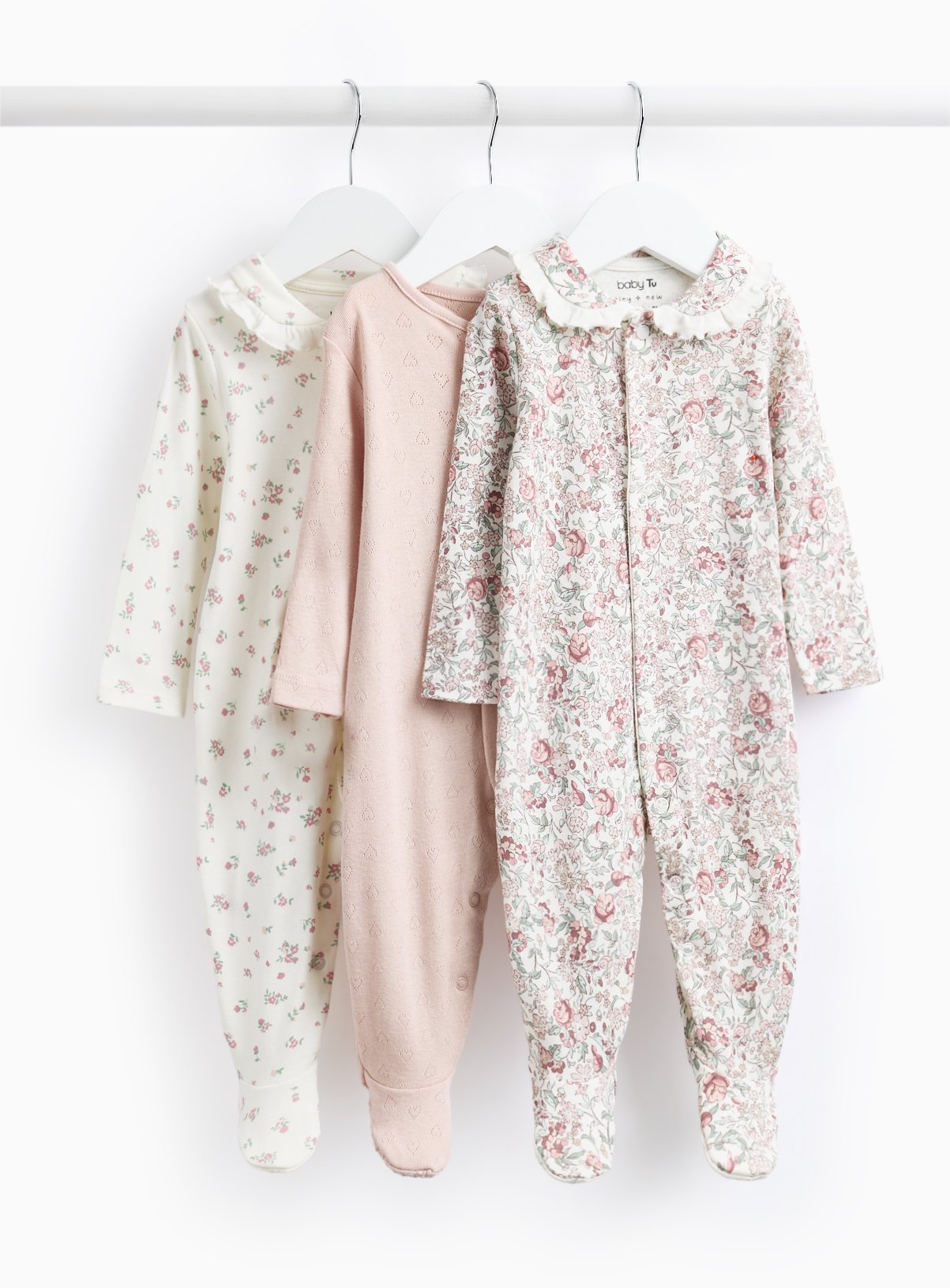 Floral Print Sleepsuits 3 Pack