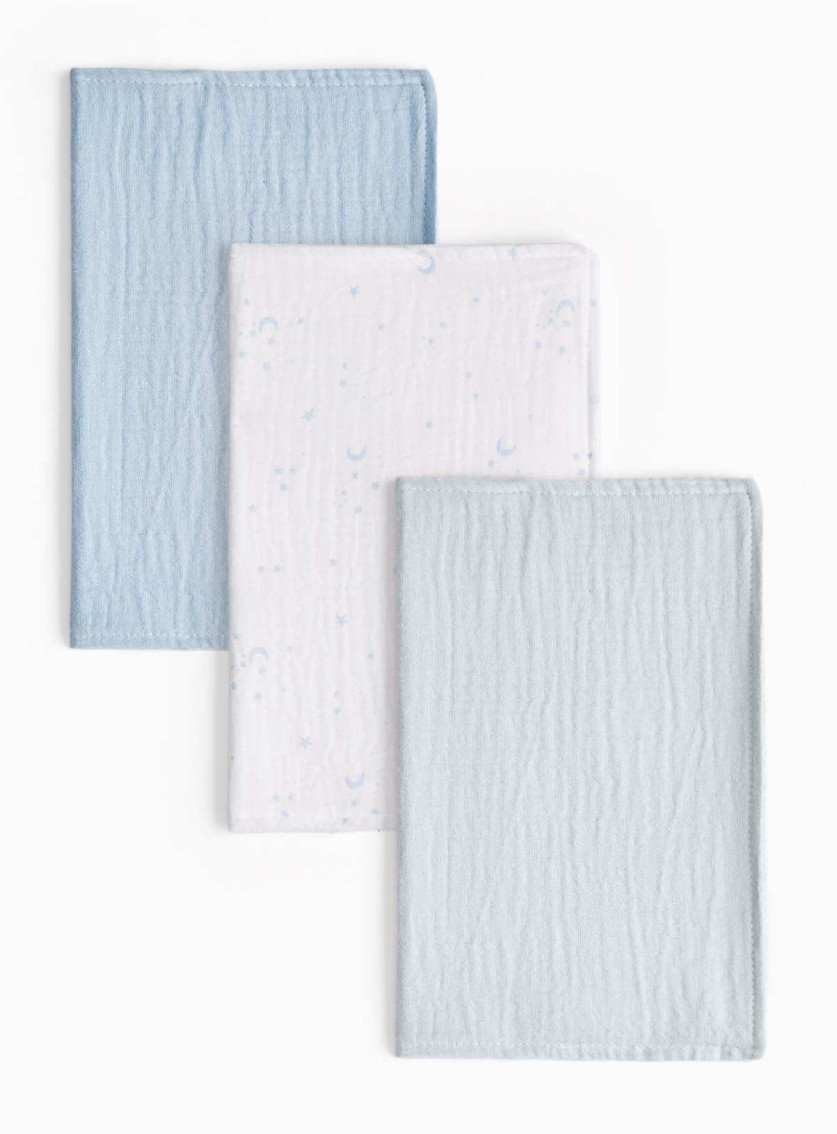 Blue Stars & Moons Dribble Cloths 3 Pack One Size