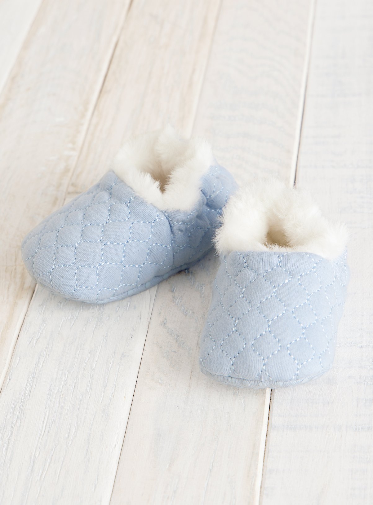 Blue Quilted Slippers
