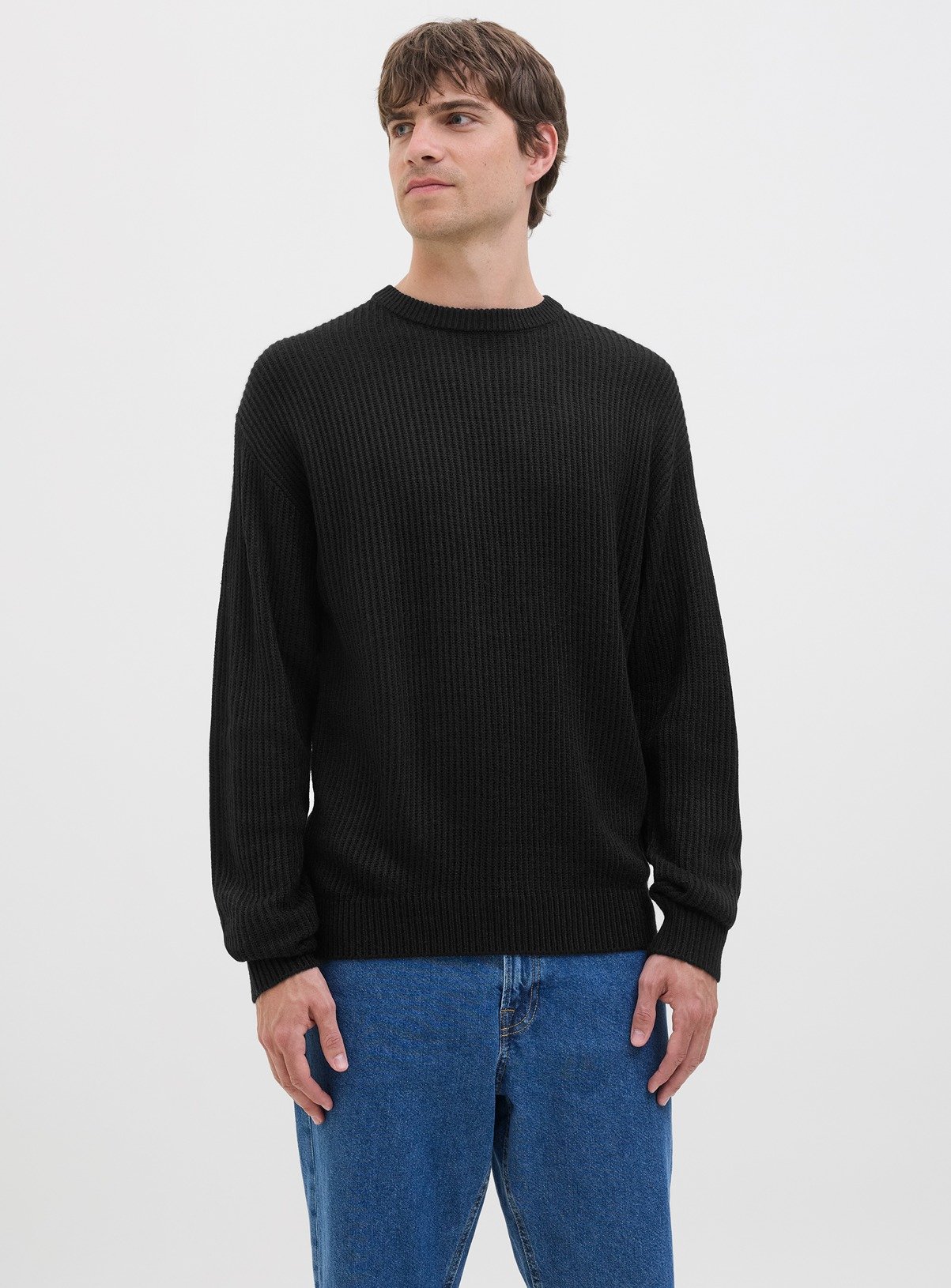JJ REBEL Logan Knit Crew Neck Jumper Black 