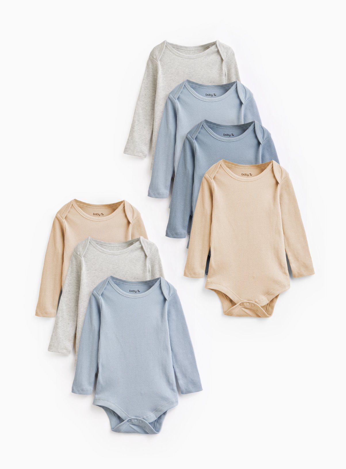 Grey & Blue Bodysuits 7 Pack 