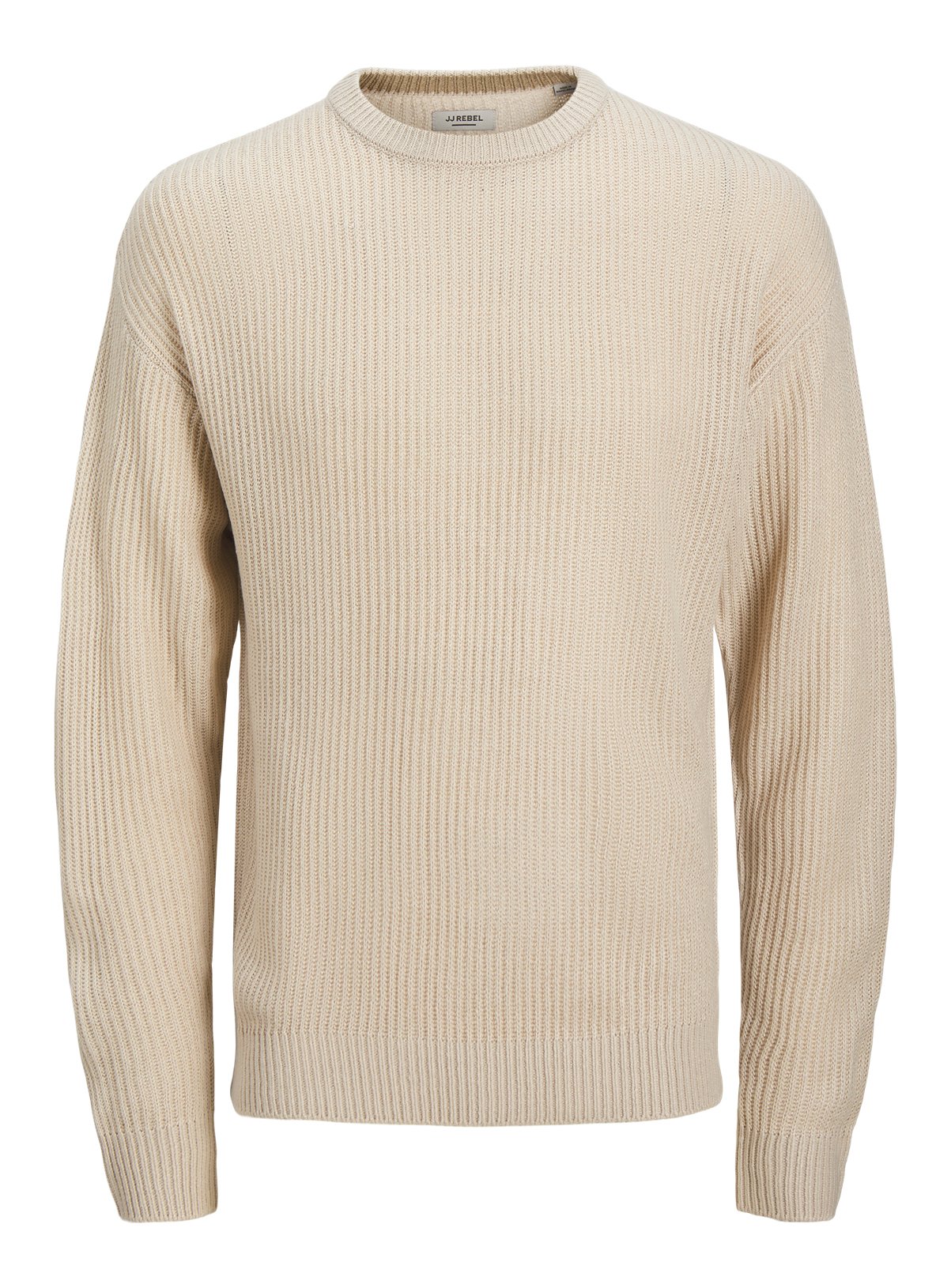 JJ REBEL Logan Knit Crew Neck Jumper Beige 