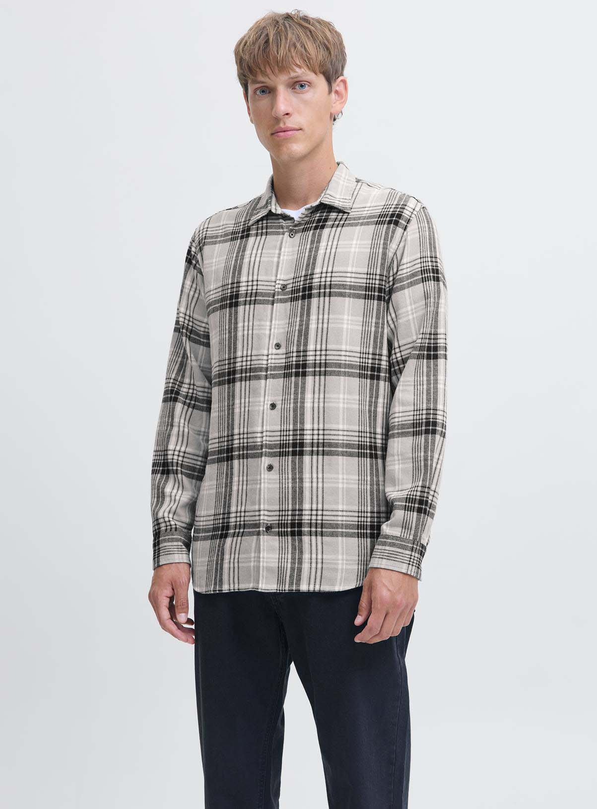 JJ REBEL Track Check Shirt Long Sleeved Grey 