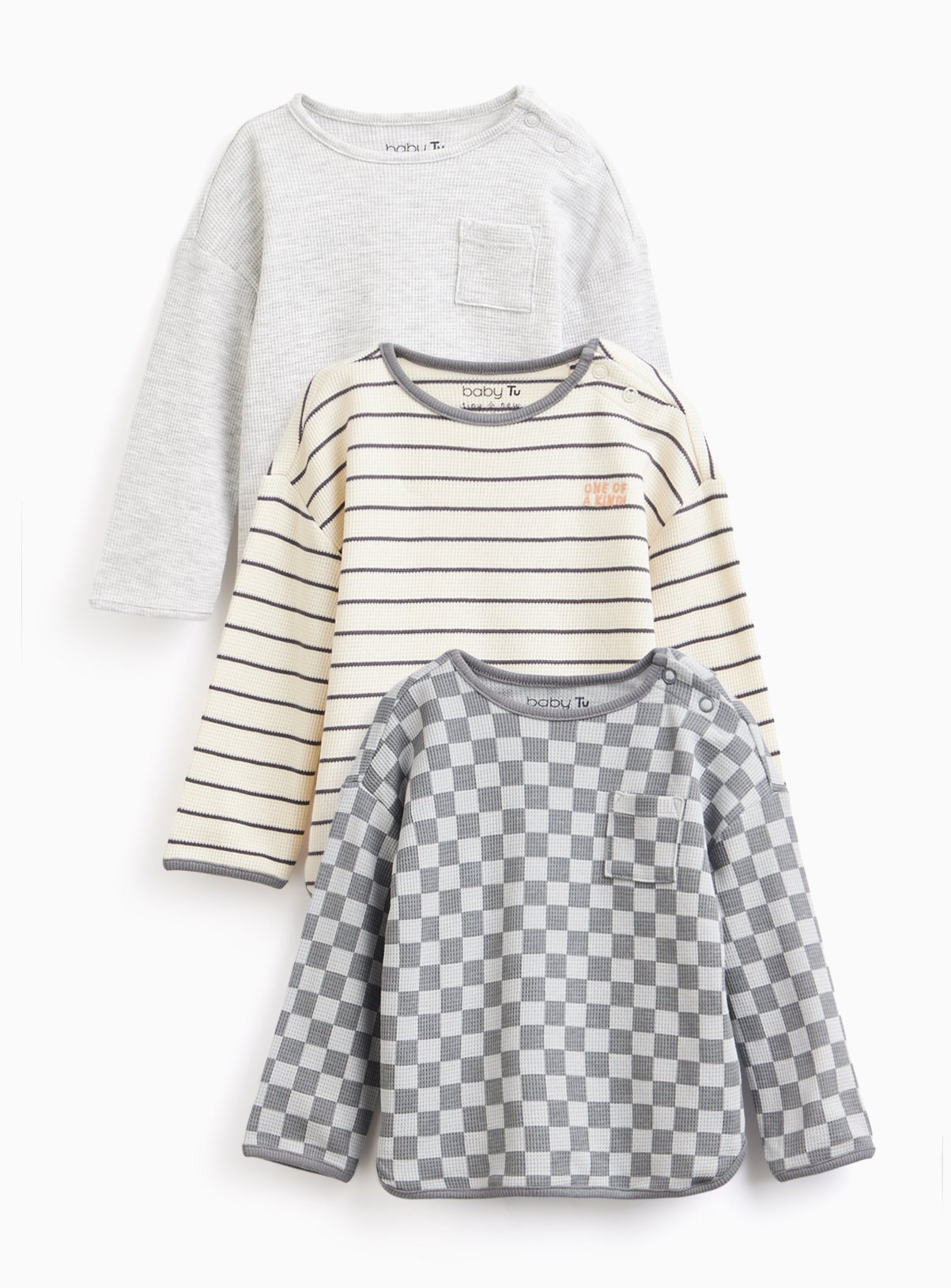 Charcoal Long Sleeve T Shirts 3 Pack 3-6 months