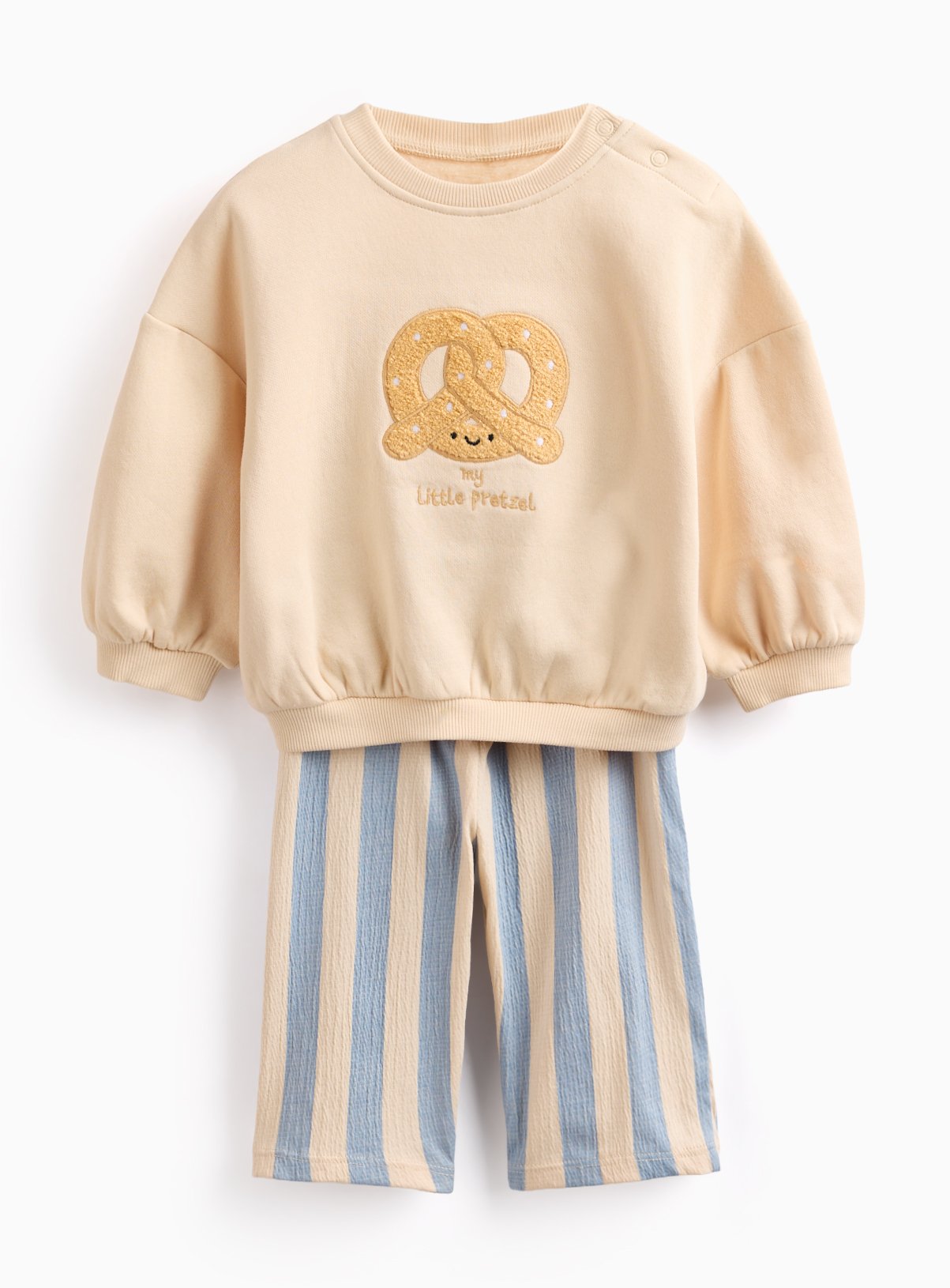 Cream Pretzel Print Sweatshirt & Joggers Set 3-6 months