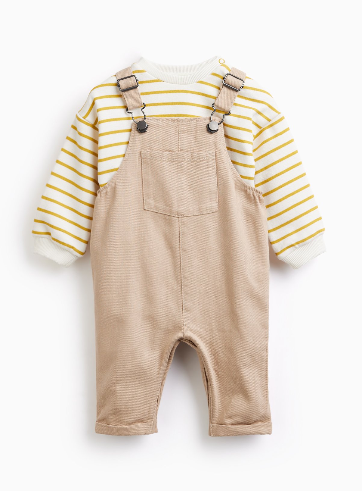 Brown Twill Dungaree & Bodysuit Set 6-9 months
