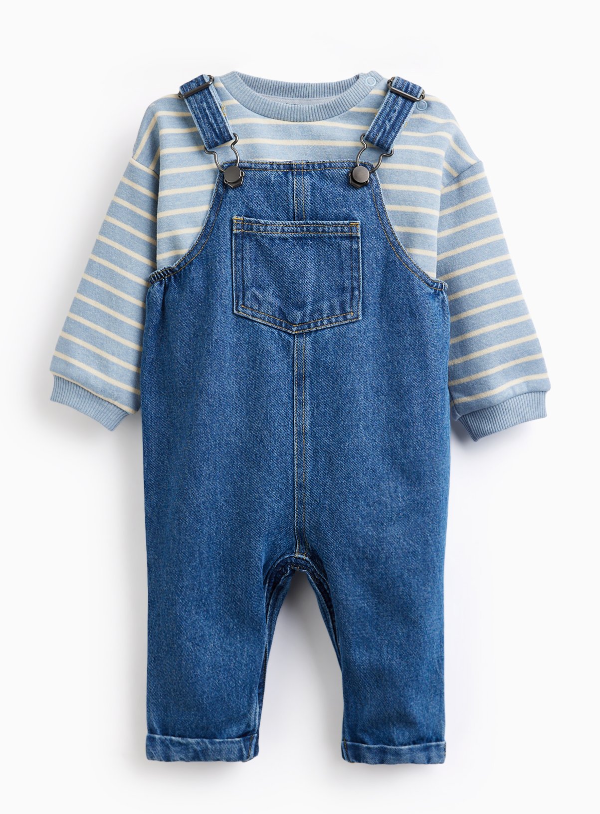 Denim Striped Dungarees & Bodysuit Set 12-18 months