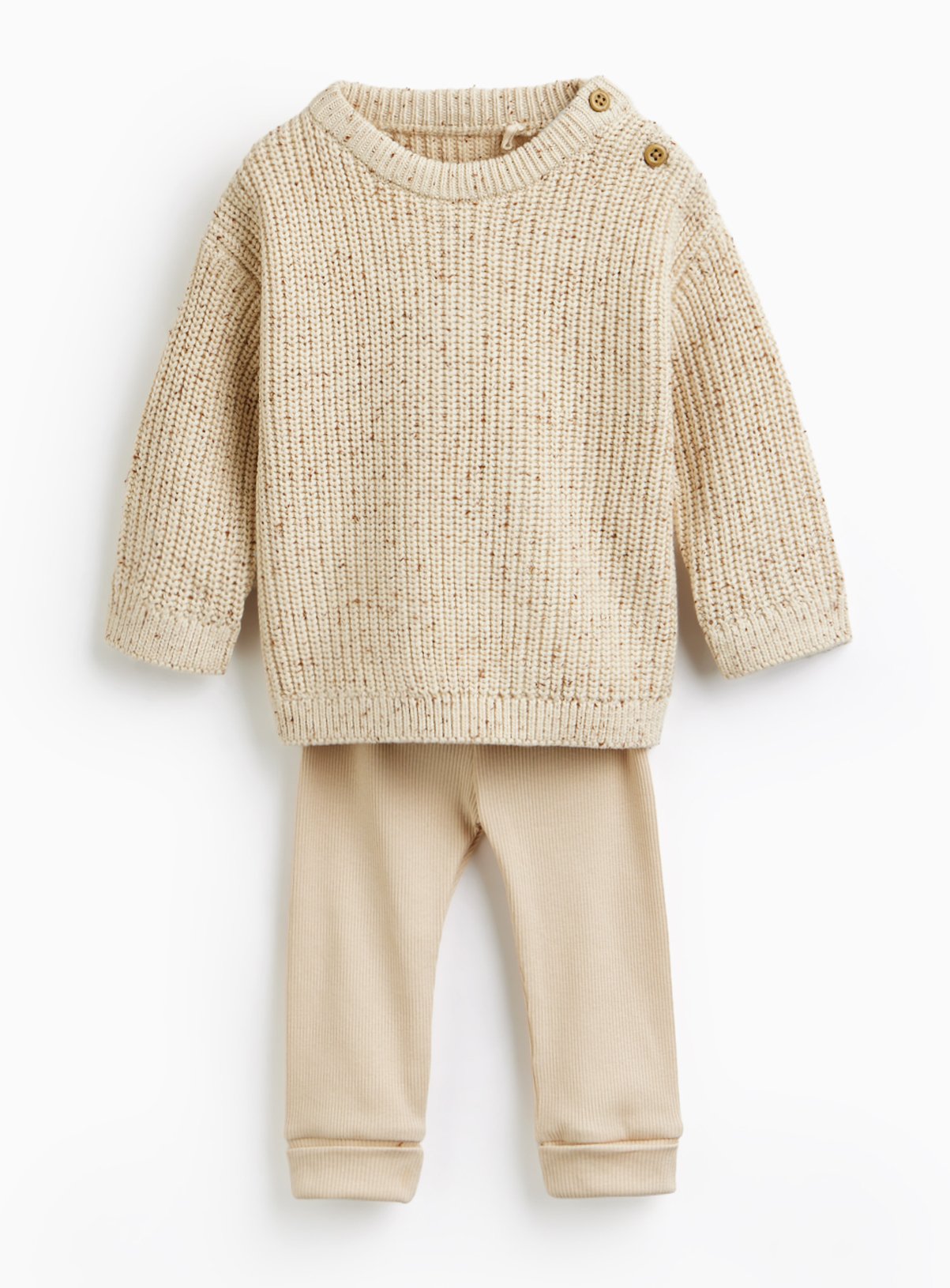 Oatmeal Fisherman Knitted Jumper & Leggings Set