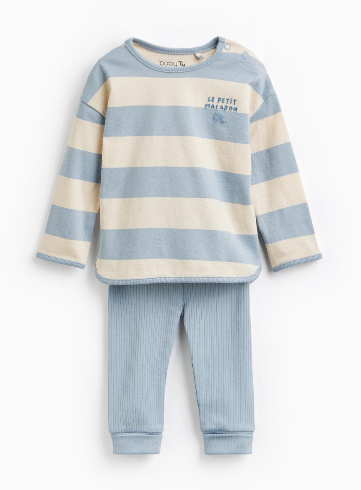Blue Stripe Long Sleeve Top & Leggings Set 