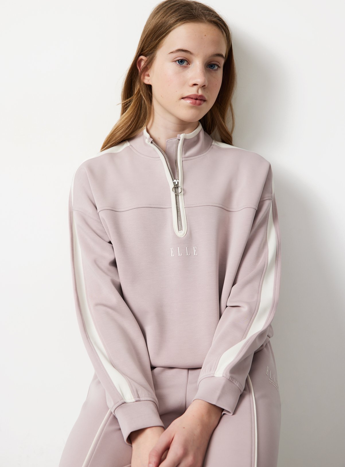 ELLE Pink Half-Zip Scuba Sweatshirt 